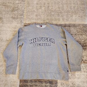 Vintage Tommy Hilfiger Denim Sweatshirt Mens Medium Gray Crewneck Pullover